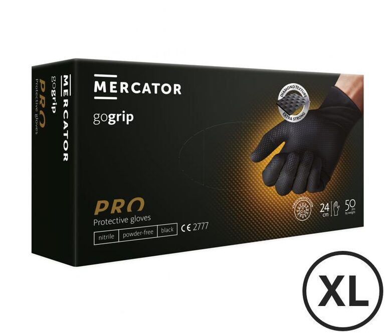 Melni nitrila cimdi autoservisam un rūpniecībai "Go Grip mercator", 50 gb, izmērs- XL